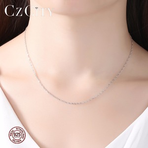 CZCITY-collar de cadena con forma de rombo para mujer y hombre, cadena de plata 925 cruda o fina, regalo de fiesta, joyería - Product Image 3
