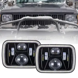 Morsun 5x7 h4 led headlight for jeep cherokee xj car accessories 5x7 inch DOT led sealed beam truck headlight with halo for GMC