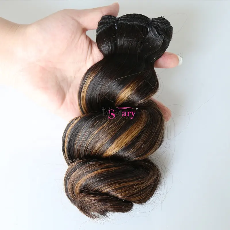 Double Drawn Funmi 100% unverarbeitetes peruanisches Menschenhaar 1b 30 # Mixed Color Loose Wave für schwarze Frauen