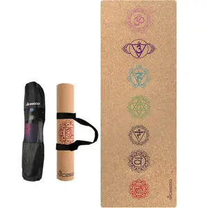 Anti Tear Private Label Eco Friendly Chakra Natural Rubber Cork yoga mat