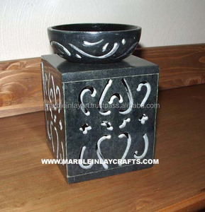 <b>Black</b> Soapstone Indian Aroma Oil Warmer - Product Image 1