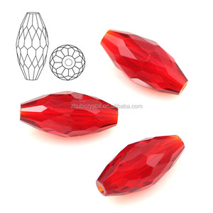 Ámbar profundo 8X19MM de cristal de vidrio larga cuentas de oliva - Product Image 2