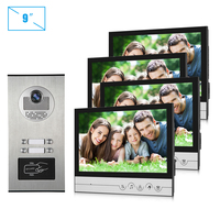 4 Multi Apartments Building Doorbell Wired Video Intercom 9 Inch Video Door Phone With Touch Screen