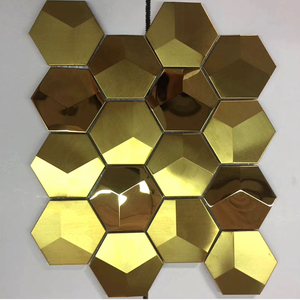 Mosaïque métallique hexagonale <span class=keywords><strong>effet</strong></span> 3D en acier inoxydable, carreaux muraux décoratifs - Product Image 4