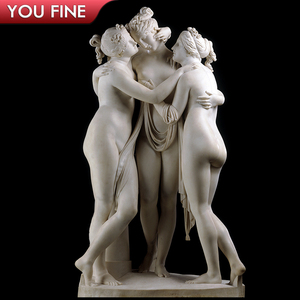 Berühmte hand geschnitzte Naturstein Marmor Drei Grazien Gott Klassische Skulptur Beauty Lady <span class=keywords><strong>Statue</strong></span>