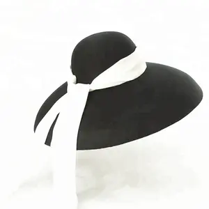 Scottish Vintage Wool Felt Women Elegant Festival Party Stage Wide Down Brim Decorative Hat