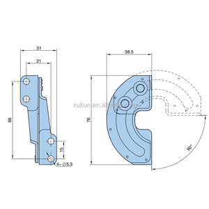 Bisagra Giratoria Interna Oculta Semicircular XK553 de 90-180 Grados con Bloqueo de 90 Grados - Product Image 6