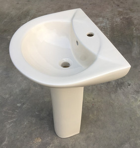 Lavabo <span class=keywords><strong>de</strong></span> Pedestal <span class=keywords><strong>de</strong></span> Cerámica Rosa para Baño, Lavabo Decorativo con Diseño <span class=keywords><strong>de</strong></span> <span class=keywords><strong>Roca</strong></span> - Product Image 3