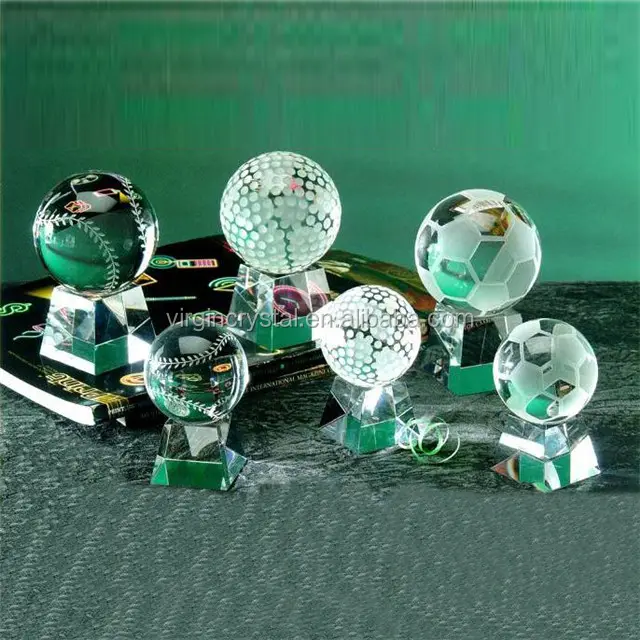 Cristal sports ball paperweight glass globe/baseball trophy awards wholesale