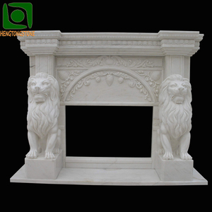 <span class=keywords><strong>Chimenea</strong></span> de mármol blanco, escultura <span class=keywords><strong>con</strong></span> <span class=keywords><strong>patas</strong></span> de León - Product Image 1