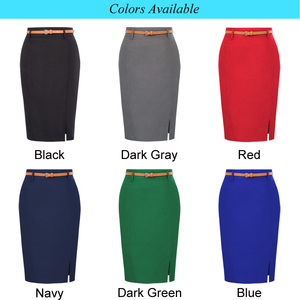 Jupe crayon pour femmes, ceinture de couleur unie, détail de hanches enveloppées, vêtement de bureau, OEM - Product Image 6