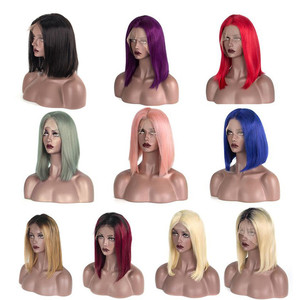 Perruque Bob lace front wig 613 péruvienne naturelle — ali queen, cheveux vierges, couleur rose orange bleu rouge 100% blond, 613, en stock, vente en gros - Product Image 4