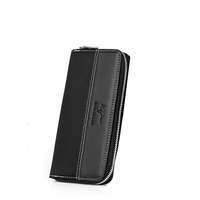 Dompet Pria Kasual Panjang Tahan Air dengan Resleting, Tas Selempang Bermotif Huruf, Lapisan Poliester, Kapasitas Besar, Multi-kartu