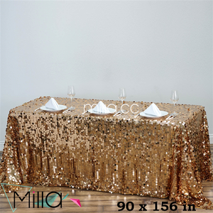 <span class=keywords><strong>Nappe</strong></span> Rectangle à Paillettes Grande Payette Argentée <span class=keywords><strong>de</strong></span> Qualité Supérieure 90X132 "90X156'' pour Mariage - Product Image 5