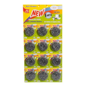 Blister card 12pcs household kitchen cleaning product stainless steel wire pan scourer