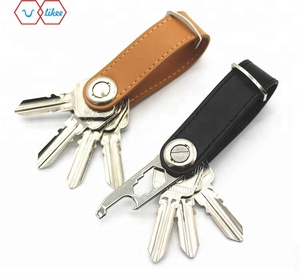 Wsnbwye Top Quality OEM Double Real Leather <strong>Key</strong> Chain Smart <strong>Key</strong> Holder Business Design <strong>Organizer</strong> With Bottle Opener Keychain - Product Image 3