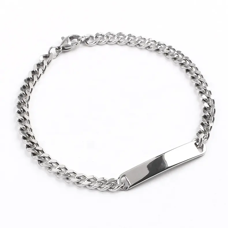 OUMI-pulsera de plata con palabras inspiradas para hombre y mujer, brazalete de acero inoxidable, estilo Punk, con cadena de eslabones, chapado en PVD
