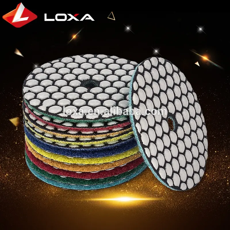 Almohadillas de pulido en seco de diamante Flexible de 80mm, 100mm y 125mm de diámetro para piedra de granito