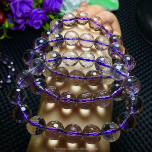 Cristal natural al por mayor alta calidad 12-13mm amatista poliedro pulsera - Product Image 3