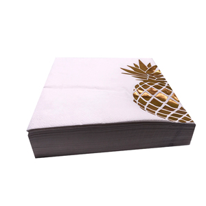 Großhandel 2-lagige Servietten Biologisch Abbaubar Goldgeprägt Foliert Individuell Bedruckt Party-Dekoration Hochzeits-Papierservietten - Product Image 2