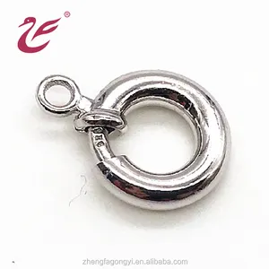 wholesale custom logo toggle unfading fashion wire cover sterling silver closure clasp buckle round spring clasps for jewelry