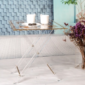 <span class=keywords><strong>Esotico</strong></span> tavolo da tè mobili in oro e di colore chiaro da tavolo pieghevole per la casa o all'aperto fatta da plexiglass - Product Image 4
