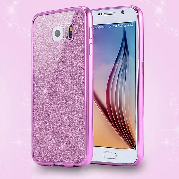 Elektrolizle yumuşak Glitter TPU jel deli kılıf kapak Samsung Galaxy S23 S22 S21 Ultra Pro S6 S7/kenar Bling silikon telefon kılıfı
