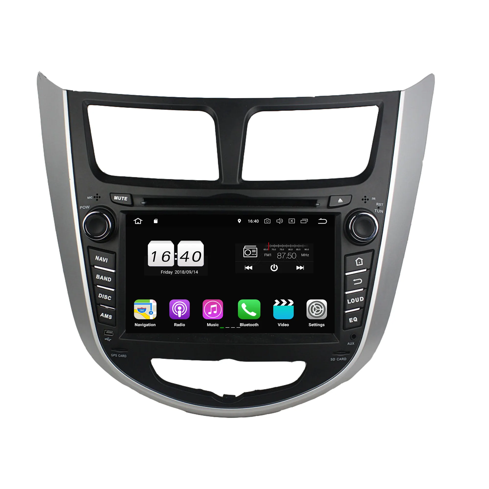 7 pollici Android 9.0 Car dvd multimedia player car stereo radio di navigazione GPS car audio per HYUNDAI Accent 2011- 2012