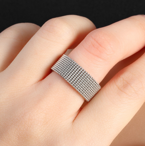 스테인리스 스틸 패션 남성 타트 링 주얼리, 메쉬 탄성 링 - Product Image 5