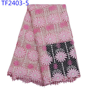 Tissu de dentelle de cordon blanc beau tissu de dentelle de Guipure de conception de mode avec le modèle de fleur pour faire les femmes s'habillent - Product Image 4