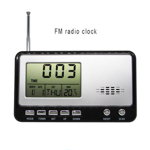 Radio FM Electrónica Portátil con Reloj, Calendario <span class=keywords><strong>Digital</strong></span>, Pantalla, Montable en Pared, Alarma de Sonido Fuerte, Funciona con <span class=keywords><strong>Pilas</strong></span>, Reloj de Escritorio con Función de Repetición - Product Image 2