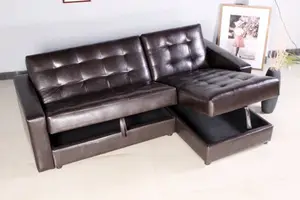 Canapé d'angle en cuir futons européen avec rangement pour maison et appartement