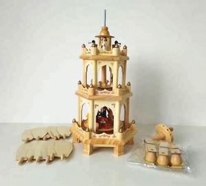 Cảnh Giáng Sinh Handmade Weihnachts Gỗ Pyramide Với 6 Người Giữ Nến - Product Image 2