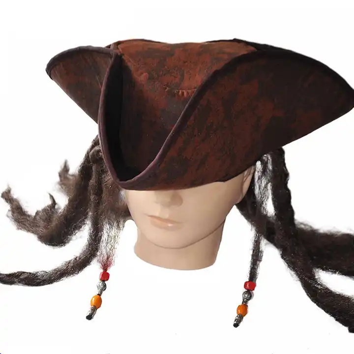 Tempaky Halloween Masculino Adulto Torta Capitão Jack Sparrow Peruca Chapéu  Tortas do Caribe Cosplay Acessórios