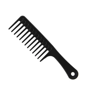 卷发梳理梳子黑色塑料宽齿梳
