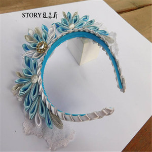 Christmas Teenager Toddler Girls Baby the Ice <strong>Alice</strong> Princess Light Blue Winter Flower Bow Crown Tiara Tsumami Kanzashi <strong>Headbands</strong> - Product Image 6