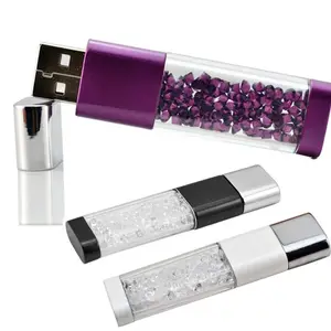 Free Sample Laser Logo Acrylic LED Light on USB Flash Drive / metal with crystal usb flash drive / Elegant crystal usb pen drive