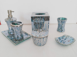 Mosaïque 7 pcs Verre Salle <span class=keywords><strong>De</strong></span> Bains <span class=keywords><strong>Riche</strong></span> Décor Accessoire Ensemble <span class=keywords><strong>De</strong></span> Luxe En Verre Décoration <span class=keywords><strong>de</strong></span> La <span class=keywords><strong>Maison</strong></span> - Product Image 1