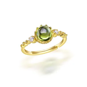 Guangzhou jewelry real gold plated natural peridot ring