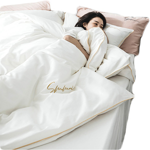 directo de fábrica, fabricante de lujo sensación bordado <span class=keywords><strong>Hotel</strong></span> <span class=keywords><strong>Casa</strong></span> de color sólido funda nórdica funda de almohada - Product Image 2