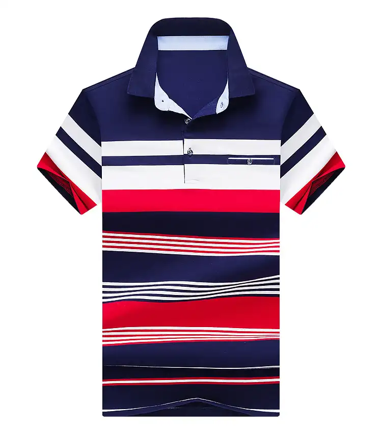 Wholesale Custom Mens Fit Multi Color Striped Golf Short Sleeve Polo Shirt With Pocket