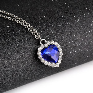 Ensemble de bijoux de mariage pour femmes, cœur de l'océan, pierre bleue <span class=keywords><strong>Titanic</strong></span>, <span class=keywords><strong>collier</strong></span> et boucles d'oreilles en cristal - Product Image 2