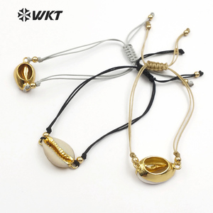 WT-B421 Wholesale Fashion Design Special Cowrie <strong>Shell</strong> <strong>Bracelets</strong> Adjustable Jewelry NaturalCowrie <strong>Shell</strong> Wrapped <strong>Bracelets</strong> - Product Image 4