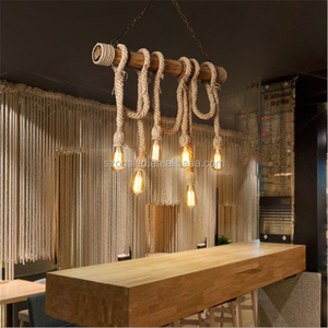 Industrial de <span class=keywords><strong>la</strong></span> vendimia <span class=keywords><strong>cuerda</strong></span> de Cáñamo De Bambú <span class=keywords><strong>Restaurante</strong></span> Hierro lámpara de Techo Decorativo LLEVÓ colgando luz - Product Image 5