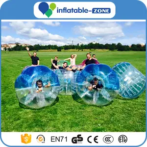 Proveedor publicidad burbuja de fútbol de tamaño humano, fútbol burbuja inflable para los niños, bola burbuja parachoques