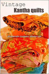 Lote de edredones indios reversibles de Sari Kantha, fabricados en la India, venta al por mayor - Product Image 2