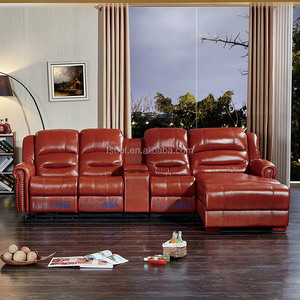 Vente en gros de canapé inclinable électrique sectionnel en forme de <span class=keywords><strong>L</strong></span> en cuir brun italien avec siège de salon confortable canapé inclinable d'angle de luxe - Product Image 2