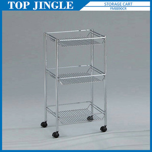 4 Wheel Metal Wire Serving Cart 2-Tier Circle Design Kitchen Furniture - Product Image 3