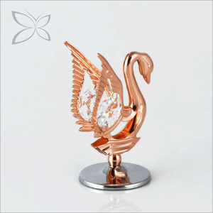 Figura de Cisne de Cristal Tallado Brillante Crystocraft, Chapado en Oro Rosa sobre Hierro, Recuerdo de Boda, Decoración, 4.3x5.8cm, Láser - Product Image 3