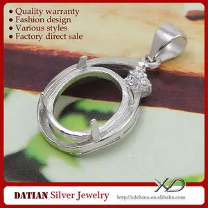XD 925 Sterling silver jewelry semi mounts silver pendant mountings pave setting silver pendant